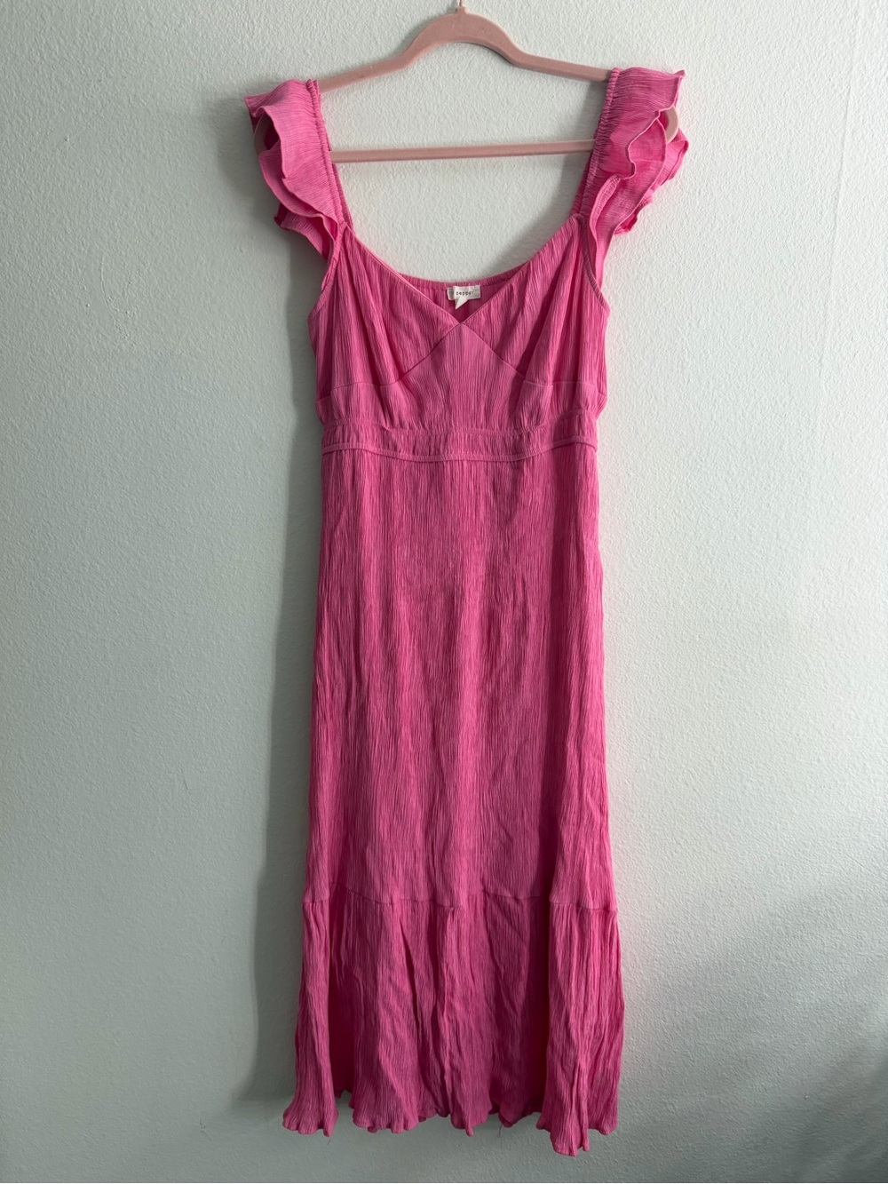 Blu Pepper Women’s Hot Pink Ruffle Sleeve MIDI Dress Size Large